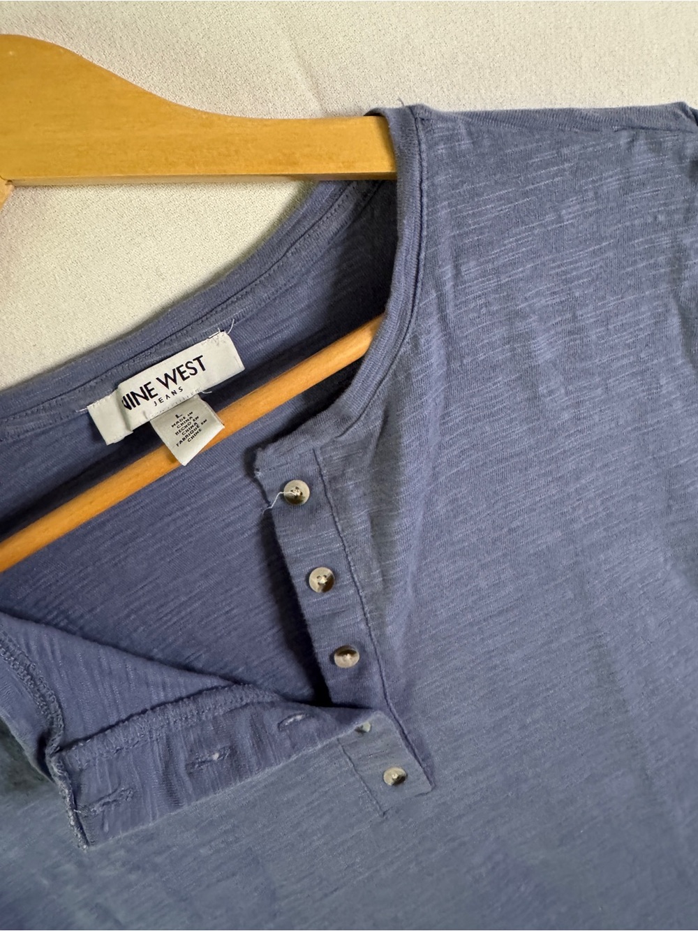 Nine West Heather Blue Short Sleeve Henley